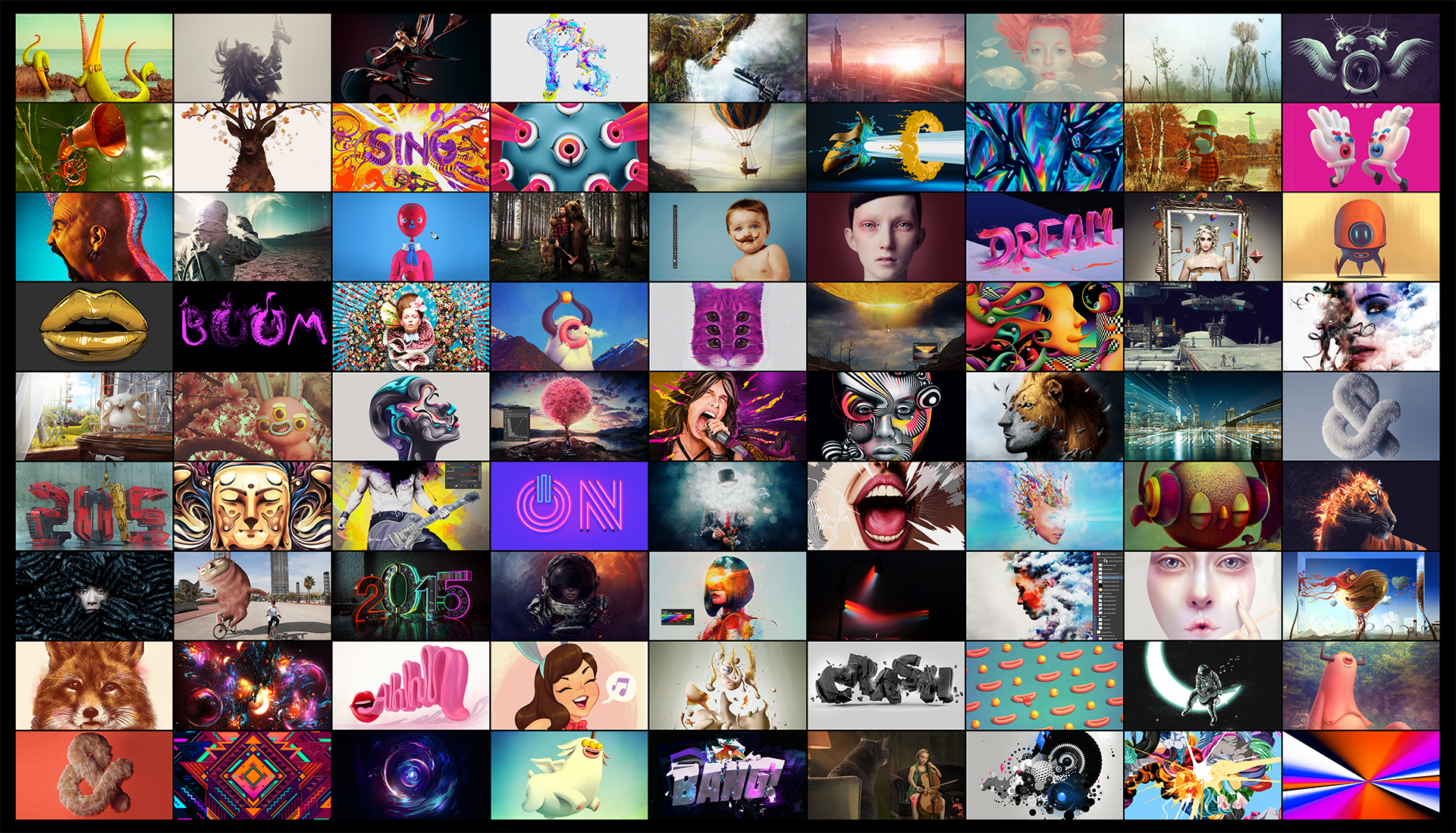 Some of the artwork curated from artists on Behance, Adobe's online community.